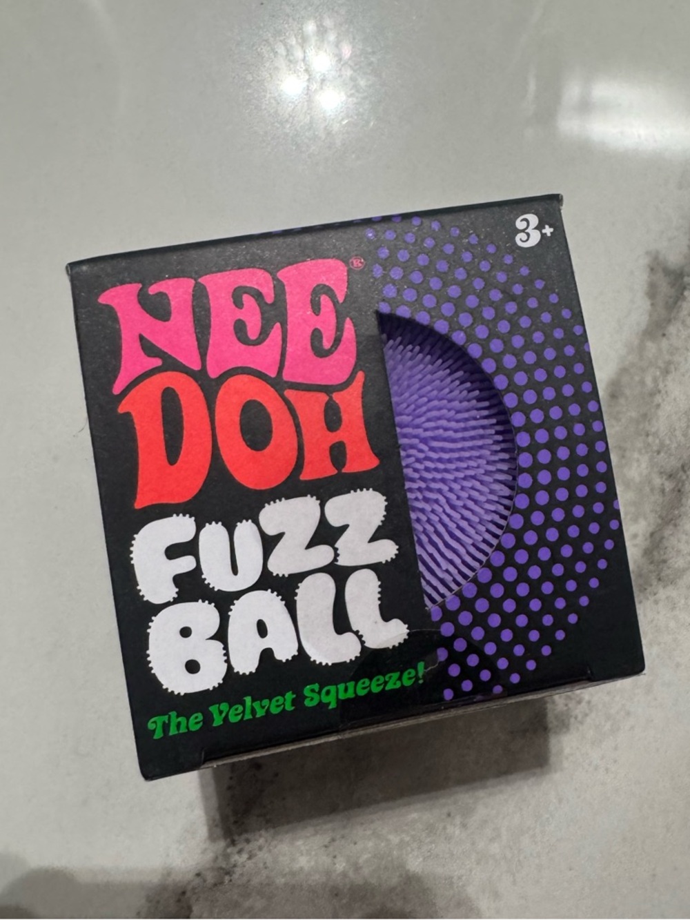 NEEDOH Purple Fuzz Ball - Velvet Squeeze Sensory Toy